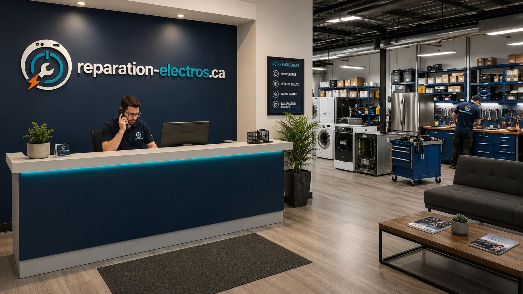 Comptoir de service et atelier de réparation d'électroménagers